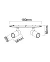 MAGNETO mini * FOCO LED 5W+5W  38º NEGRO